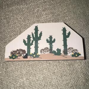 Vintage The Cats Meow L9513 Cactus Tumbleweeds Wooden Shelf Sitter 1995